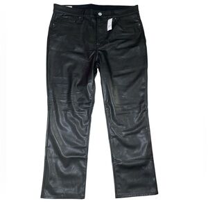 GAP Black High Rise Vegan Leather Vintage Slim Pants sz 16 Short